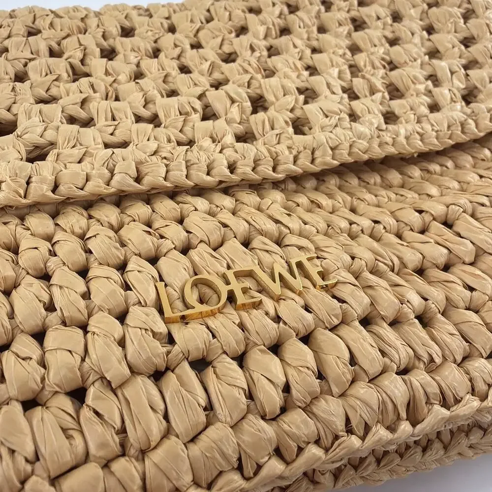 LOEWE + Paula's Ibiza Ola Medium Embellished Raffia Shoulder Bag Neutral